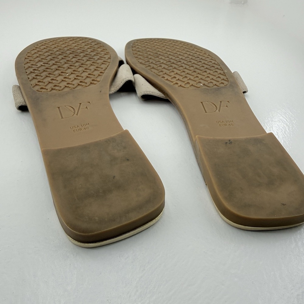 Diane von Furstenberg Tan Brown Suede Leather Flat Slide Sandals Women's Size 10 - Picture 9 of 9